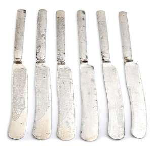 Set decorated Zlatoust table knives, 1920s