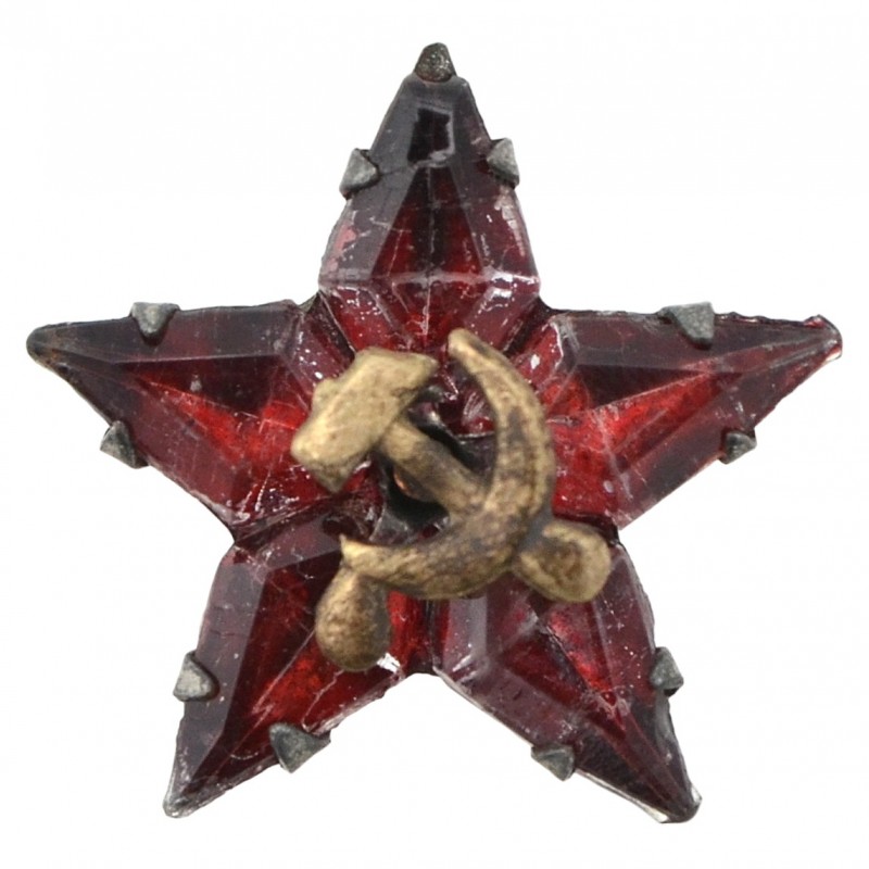Glass star on cap or the lapel of a jacket