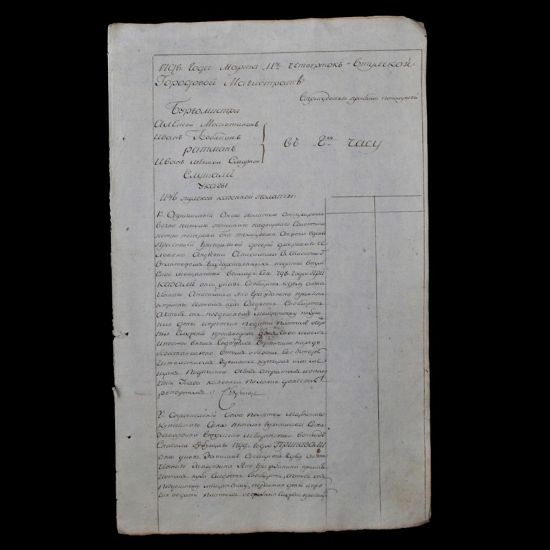 The minutes of the meeting of the Tula city Council, 1798