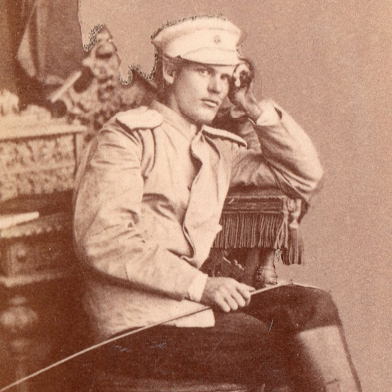 Early photo of an officer of Russian Army in a summer uniform