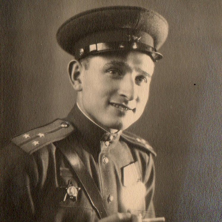 Photo of a senior Lieutenant of the red army with stripes for wounds and military awards