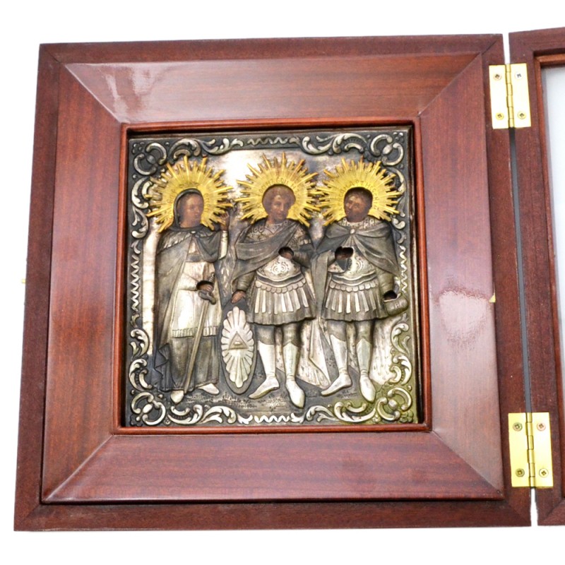 Icon "St. Alexander Nevsky, St. John the Warrior and St. Varvara"