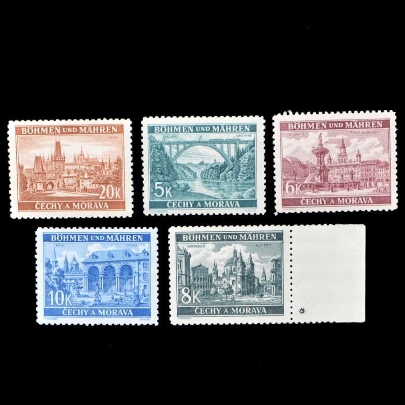 Lot of stamps from the series "Architecture of Bohemia and Moravia"**, 1940-41