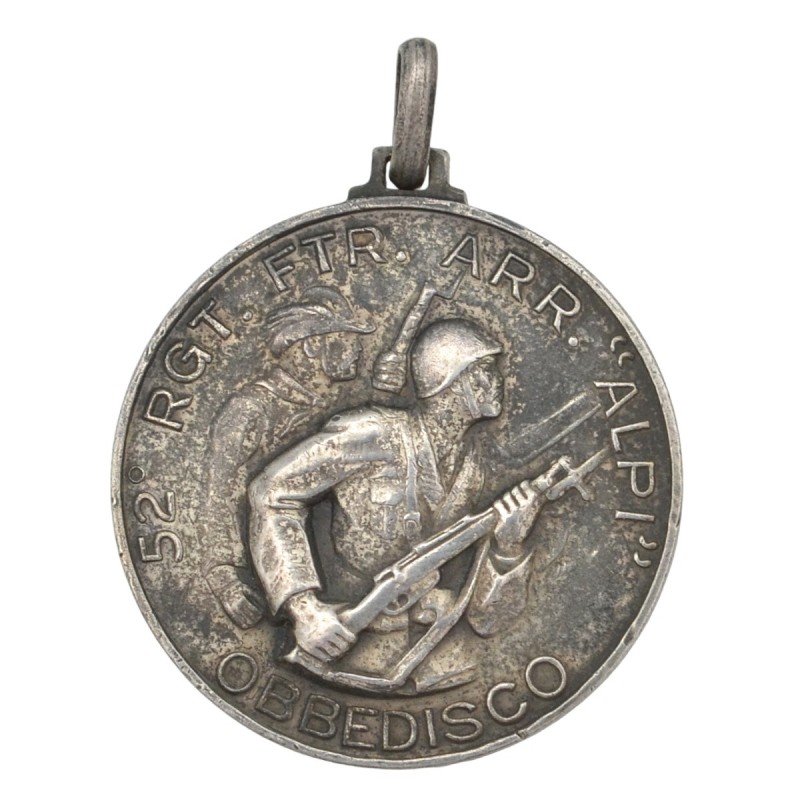 Commemorative medal of the serviceman of the 52nd Alpi regiment, silver