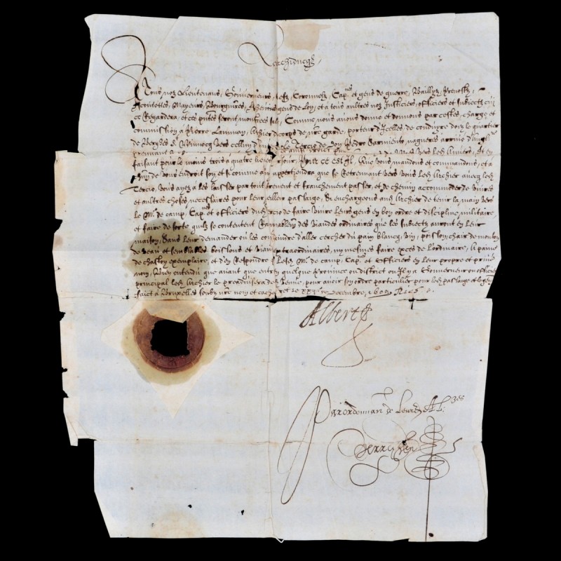 Autographed letter of the Archduke of Austria, Sovereign of the Netherlands Albert VII, 1605