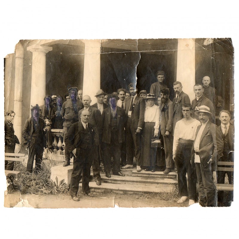 Photo of V.I. Lenin with delegates of the II Congress of the Comintern at the Uritsky Palace, 1920