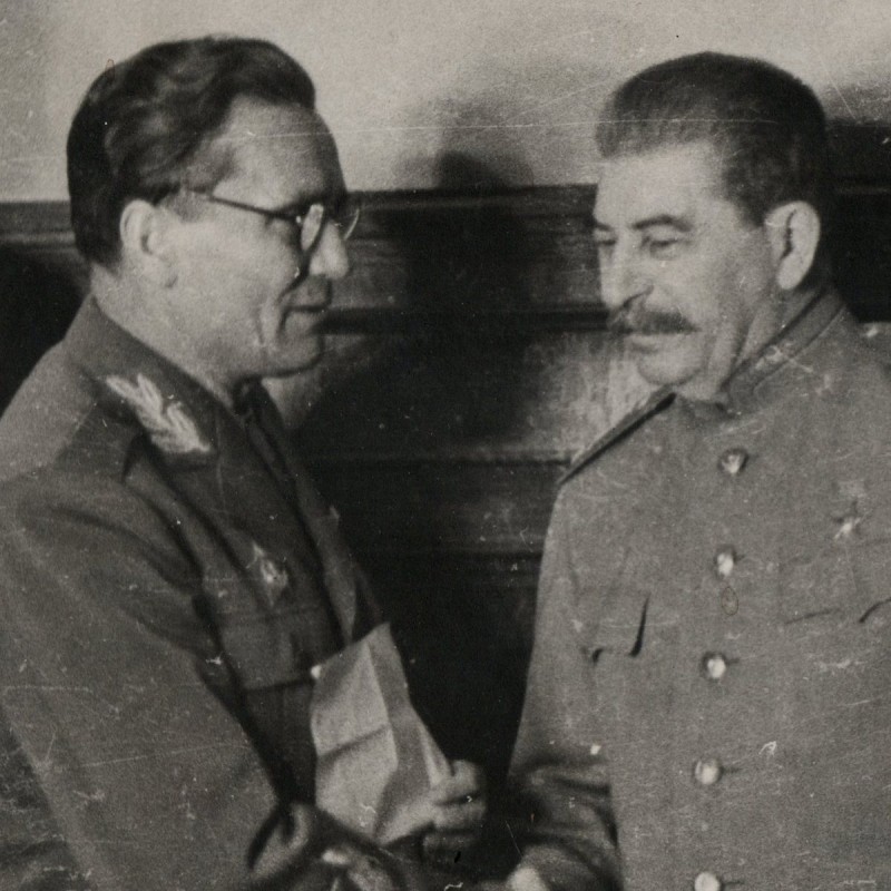 Photo of I.V. Stalin with Marshal of Yugoslavia I. Broz-Tito