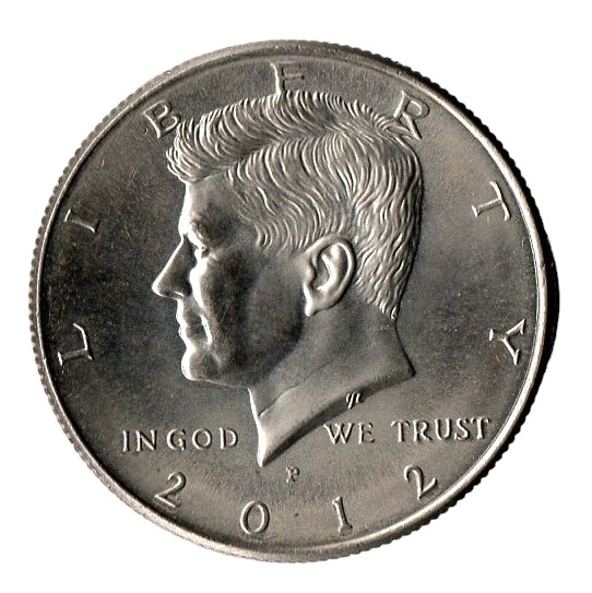 The coin is a ½ dollar 2012.