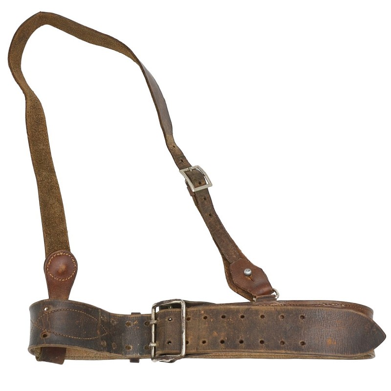 Leather belt of the NKVD and Red Army commanders of the 1932 model, with a shoulder strap